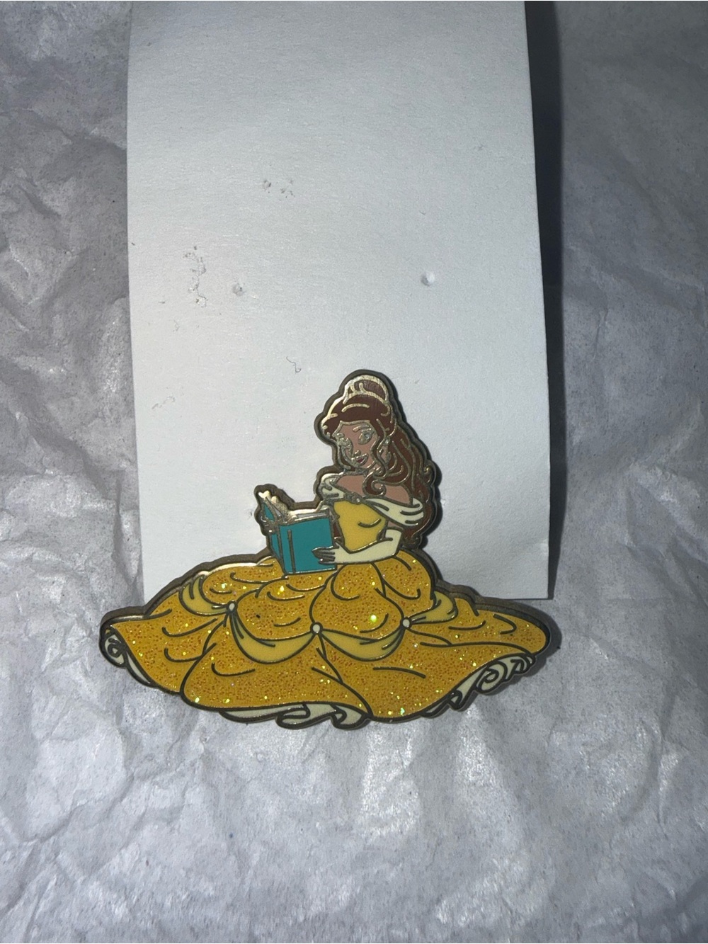 Disney Yellow Gown Reading Belle Enamel Clip
